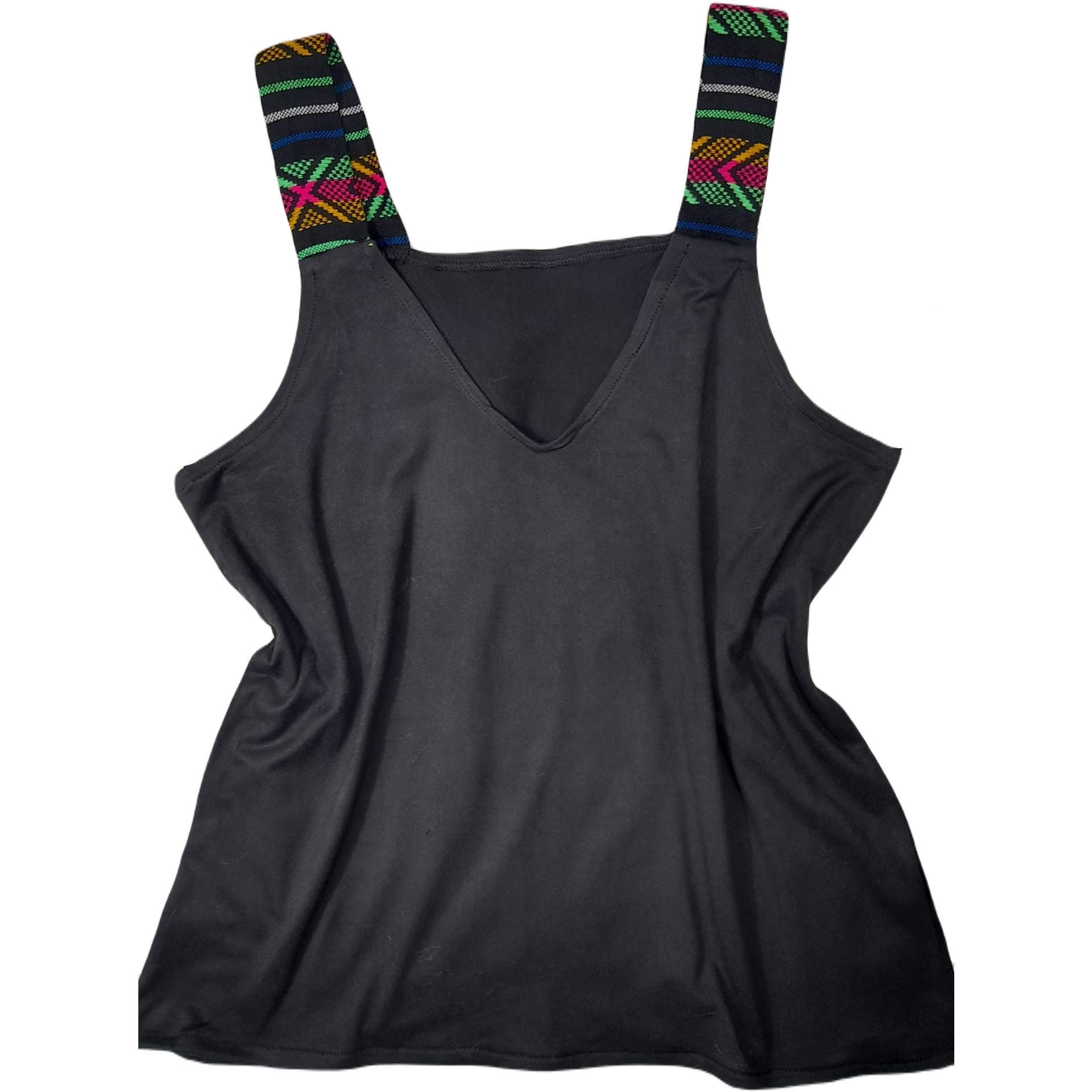 V Neck Strappy Blouse with Mexican Design